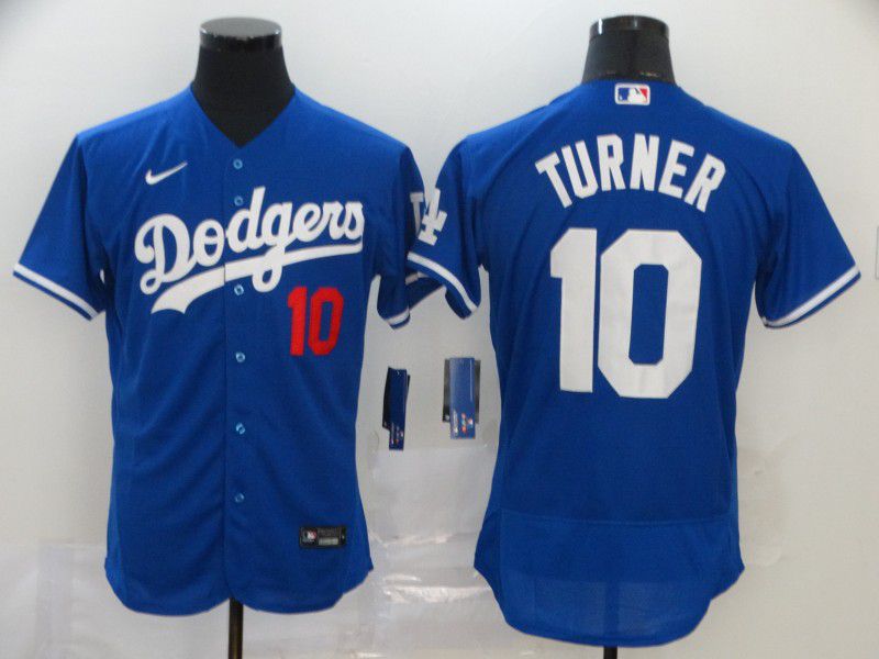 Men Los Angeles Dodgers #10 Turner Blue Nike Elite MLB Jerseys->los angeles dodgers->MLB Jersey
